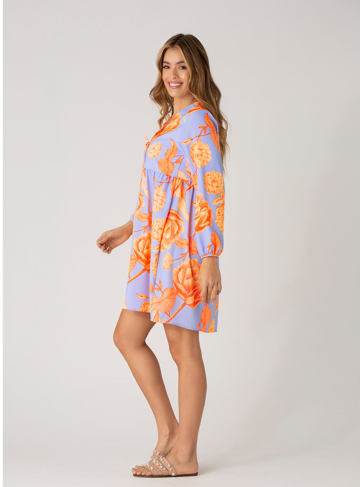 Vestido Corto Manga Larga escote en V 947 Rocha