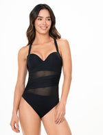 Vestido baño Entero Copa Realce y control abdomen Negro 1330