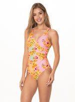 Vestido baño Enterizo Copa Fija Drapeado con control abdomen 1348 Luziana