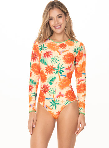 Vestido baño Enterizo Manga Larga con control abdomen 1350 Serena