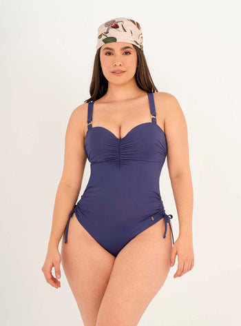 Vestido baño entero con copas de realce control abdomen 1362 Cobalto