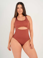 Vestido baño Entero con copa fija y control abdomen 1363 Cobrizo