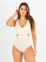 Vestido baño Trikini con copa Escote Vy control abdomen 1364 Perla