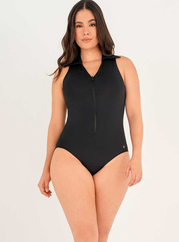 Vestido baño Enterizo con cremallera y control abdomen 1366 Negro