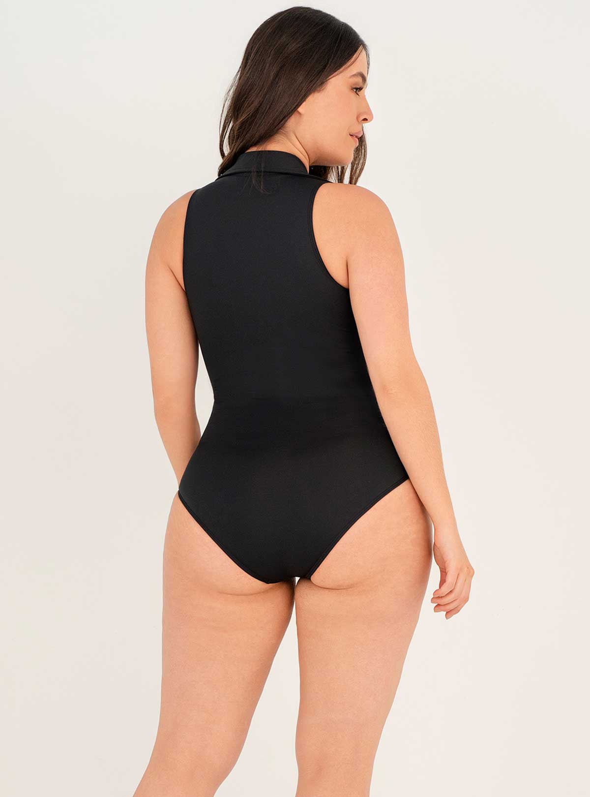 Vestido baño Enterizo con cremallera y control abdomen 1366 Negro