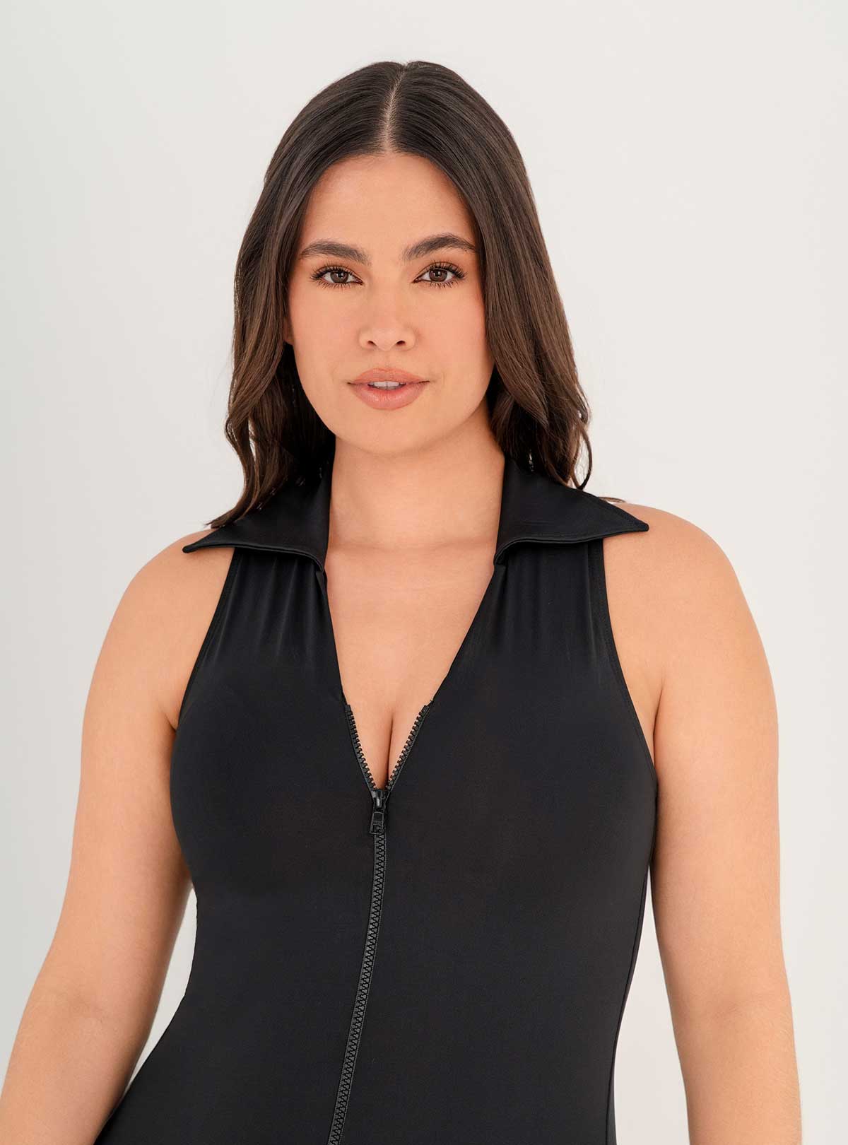 Vestido baño Enterizo con cremallera y control abdomen 1366 Negro