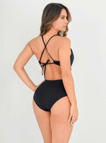 Vestido de baño Trikini con copa Escote en V y control abdomen 1367Negro