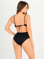 Vestido de baño Trikini con copa Escote en V y control abdomen 1367Negro