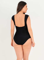 Vestido baño Enterizo con copa y control abdomen Drapeado 1368 Negro