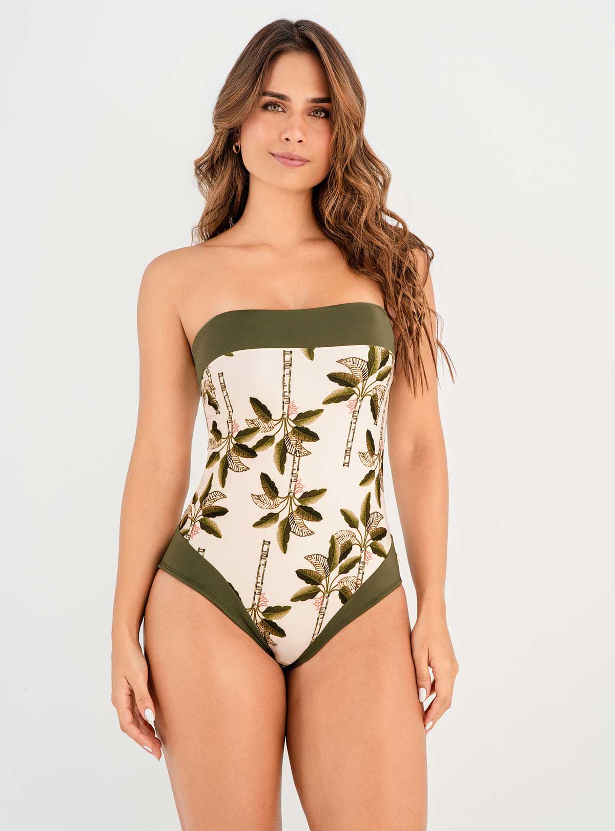 Vestido baño straple con copa realce y control abdomen 1370 Birbana