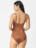 VESTIDO BAÑO ENTERO COPA FIJA Y CONTROL DE ABDOMEN 1378 CHOCOLATE