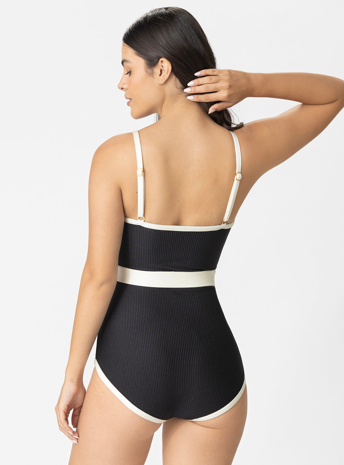 VESTIDO BAÑO COPA REALCE CON CONTROL ABDOMEN Y CINTURON 1379 NEGRO