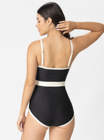 VESTIDO BAÑO COPA REALCE CON CONTROL ABDOMEN Y CINTURON 1379 NEGRO