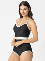 VESTIDO BAÑO COPA REALCE CON CONTROL ABDOMEN Y CINTURON 1379 NEGRO