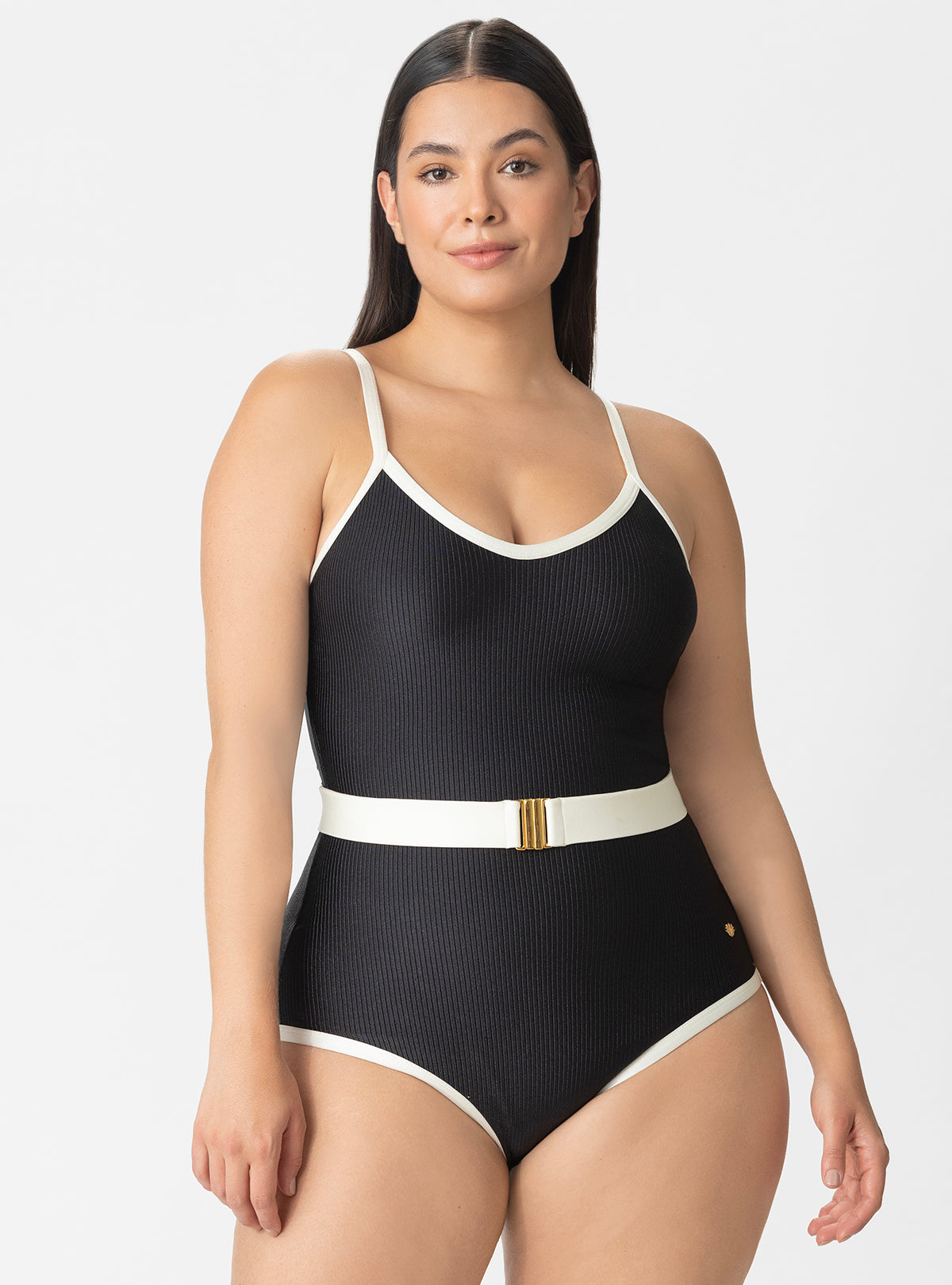 VESTIDO BAÑO COPA REALCE CON CONTROL ABDOMEN Y CINTURON 1379 NEGRO