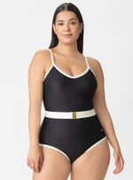 VESTIDO BAÑO COPA REALCE CON CONTROL ABDOMEN Y CINTURON 1379 NEGRO