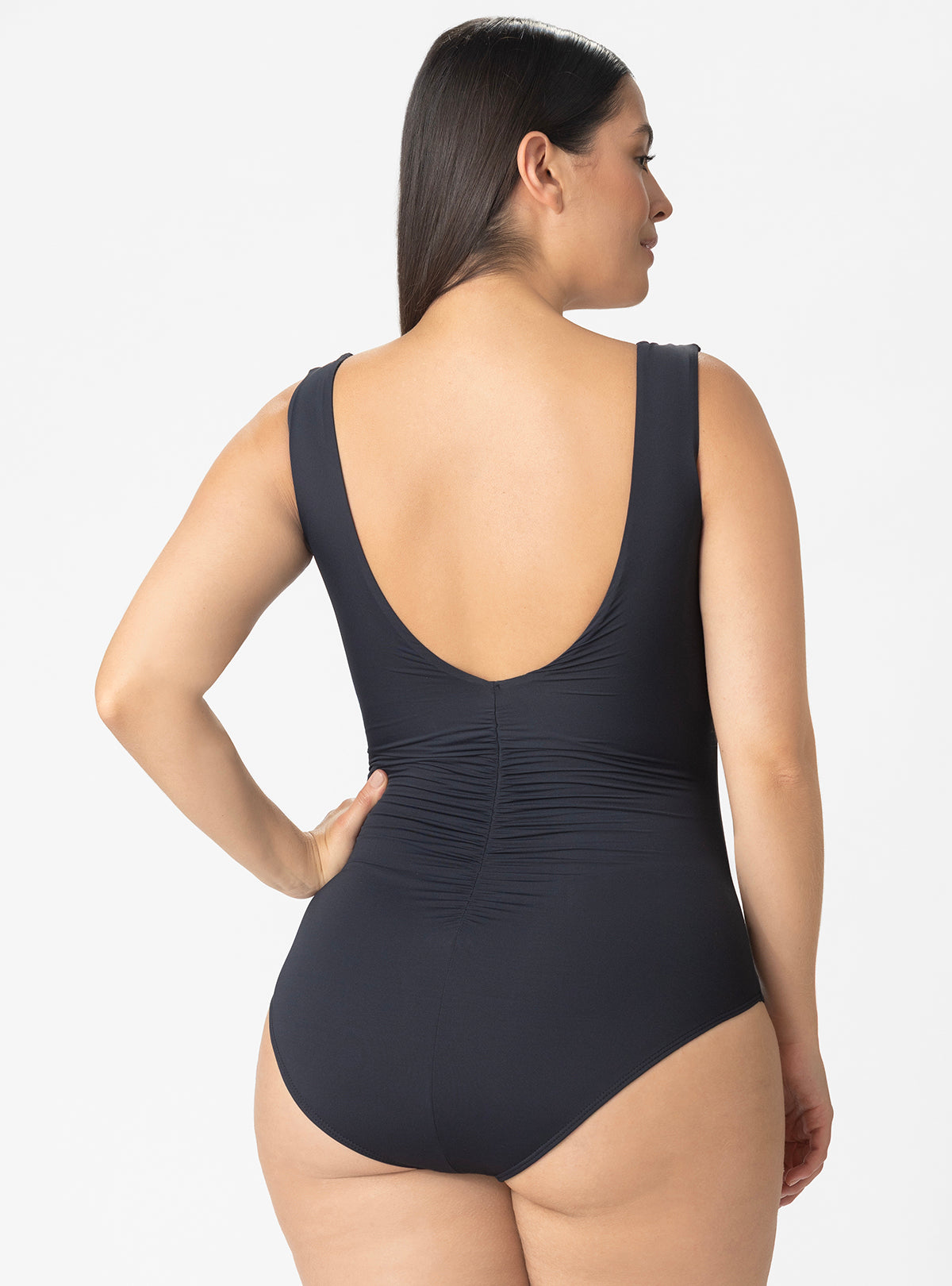 VESTIDO BAÑO ENTERO COPA CON CONTROLABDOMEN Y CREMALLERA 1380 NEGRO