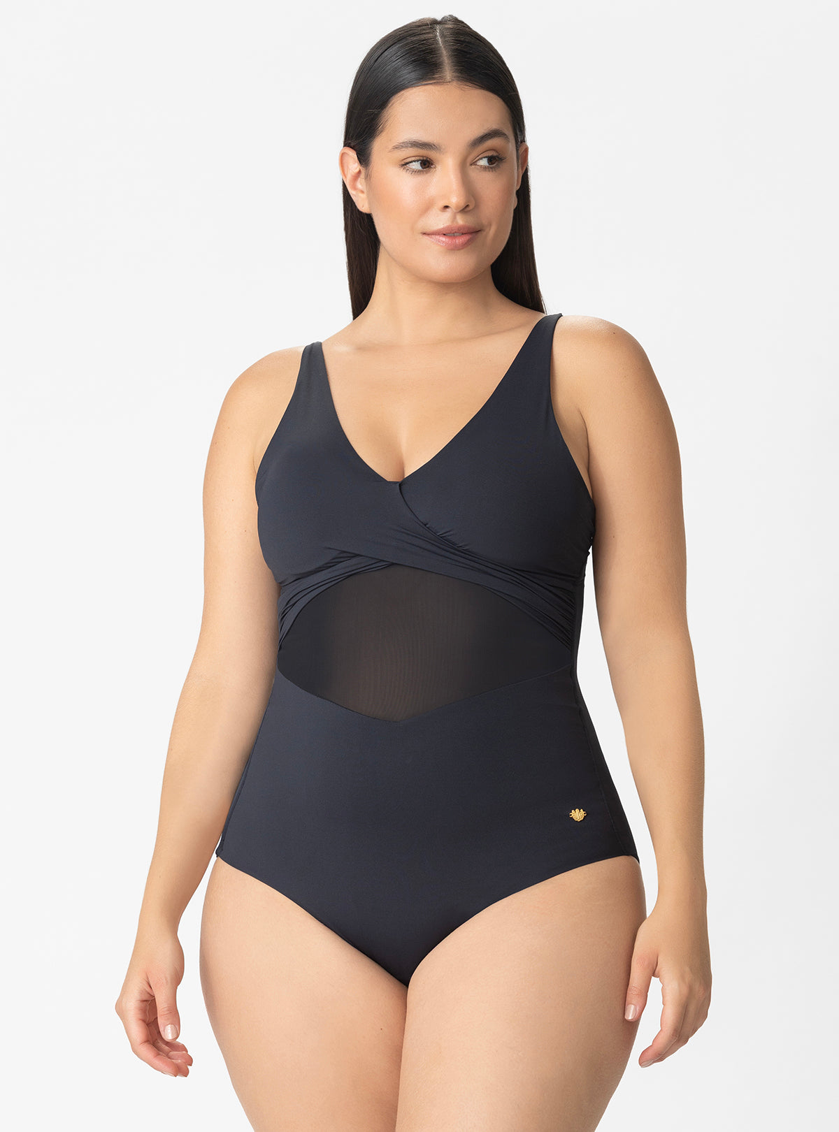 VESTIDO BAÑO ENTERO COPA FIJA Y CONTROL DE ABDOMEN 1381 NEGRO