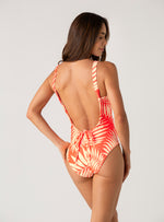 Vestido baño Enterizo con copa realce y control de abdomen. 1338 Palma Roja