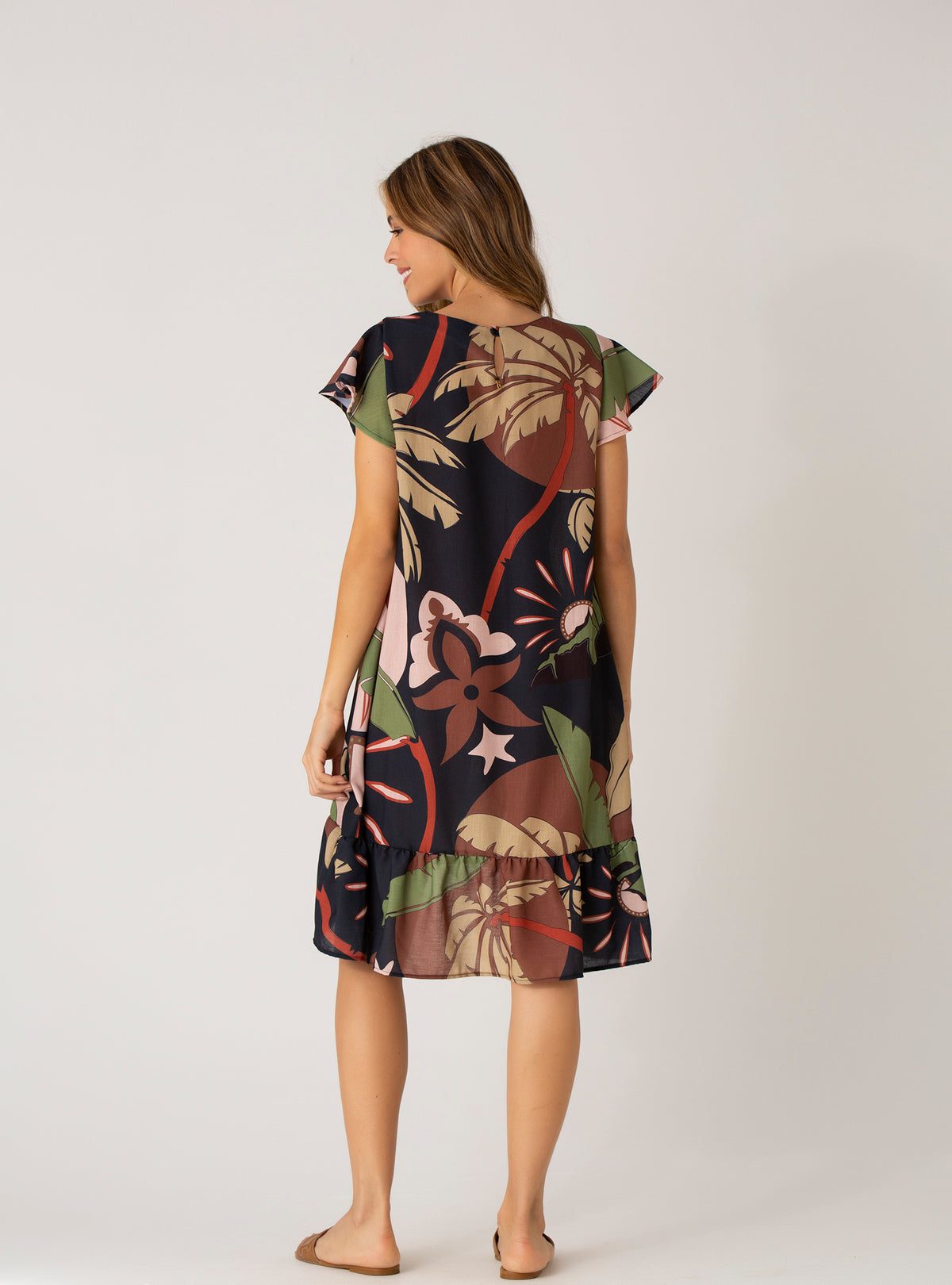 Vestido Largo Manga Corta en tela lino 958 Coco