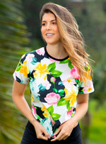 CAMISETA MANGA CORTA 3252 FLORA ROXA