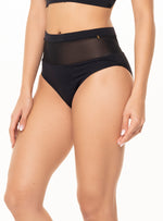 Panty Alto con control de abdomen trasparente 3673 Negro
