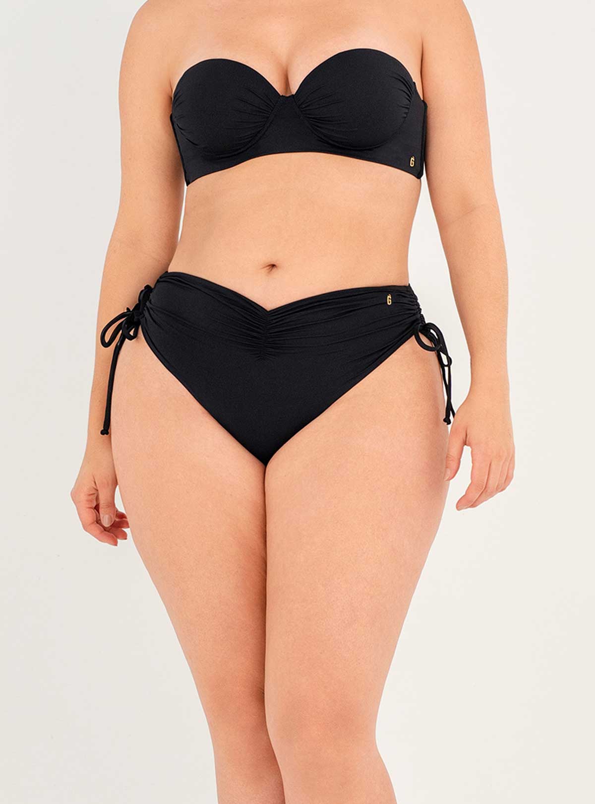 Panty Medio Alto drapeado con laterales ajustables 3732 Negro