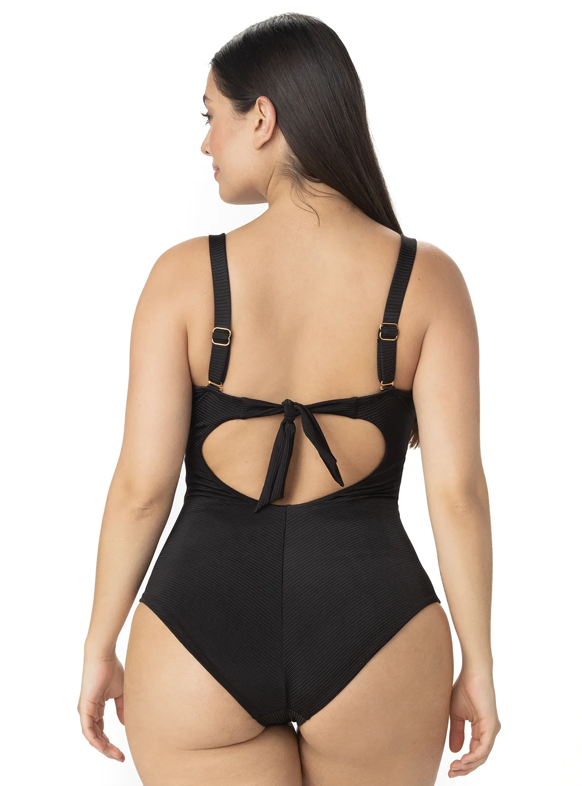 ENTERO STRAPLESS CON POWERNET Y COPA FIJA EN TELA RIB NEGRO 1388