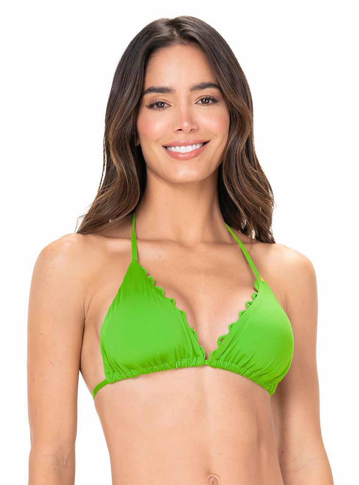 Top Triángulo copa removible con manualidad en copa 7079 Verde