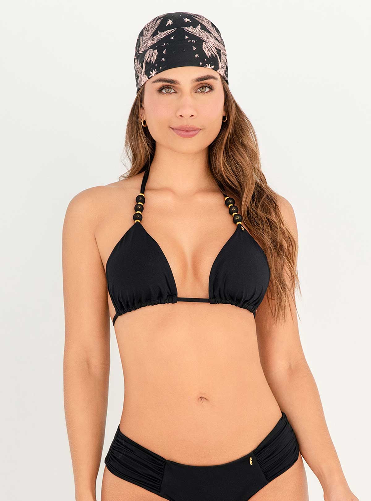 Triángulo Esferas y chaquiras en cargaderas 7103 Negro