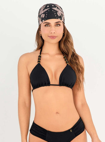 Triángulo Esferas y chaquiras en cargaderas 7103 Negro