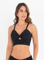Crop Top con base ancha Entorchado cargaderas ajustables 7110 Negro