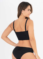 Crop Top con base ancha Entorchado cargaderas ajustables 7110 Negro