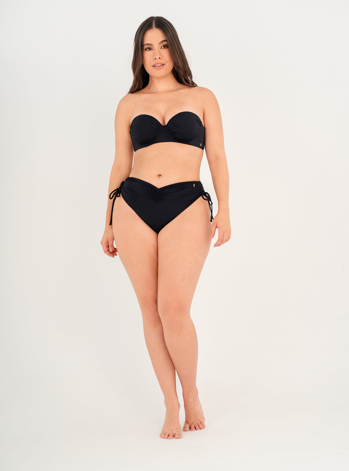 Panty Medio Alto drapeado con laterales ajustables 3732 Negro