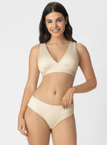 TRIÁNGULO TOP HALTER EN TELA TIPO RIB7122 MARFIL DESTELLOS DORADOS