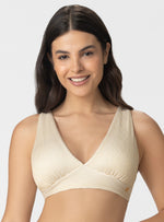 TRIÁNGULO TOP HALTER EN TELA TIPO RIB7122 MARFIL DESTELLOS DORADOS