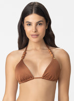 TOP TRIÁNGULO CON ESFERAS Y CHAQUIRAS 7124 CHOCOLATE