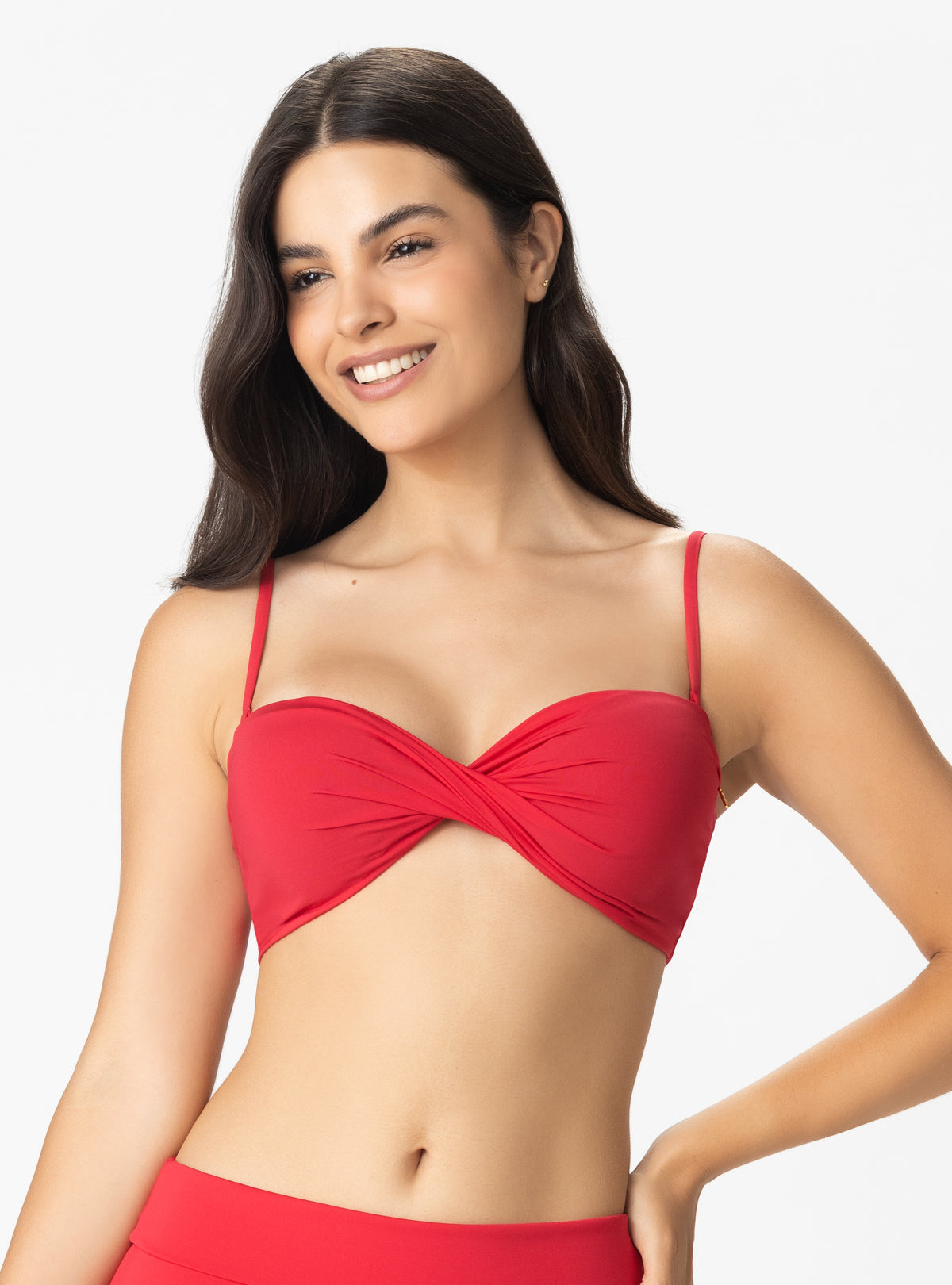 COPA STRAPLESS ENTORCHADO CON CARGADERAS REMOVIBLES ROJO 7127