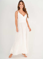 Vestido Largo en tela viscosa 8056 Marfil