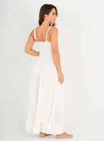 Vestido Largo en tela viscosa 8056 Marfil