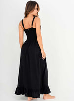 Vestido Largo en tela viscosa 8056Negro