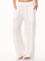 Pantalon con pretina resortada en tela viscosa 8057 marfil