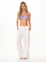 Pantalon con pretina resortada en tela viscosa 8057 marfil