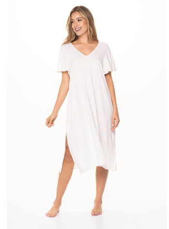 Vestido Midi 8059 Silueta Amplia - Marfil