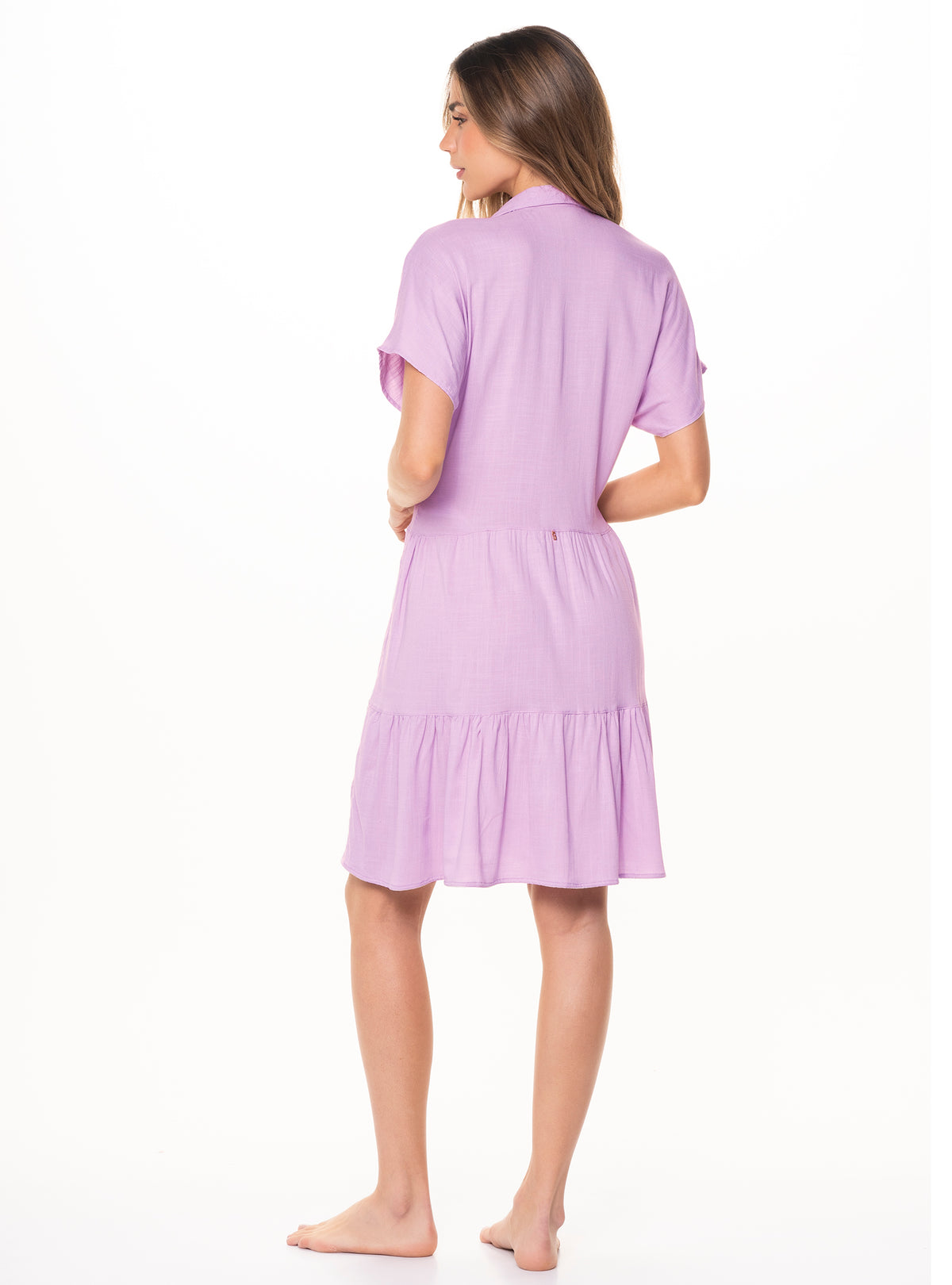 Vestido Corto, muy fresco, con 2 bolsillos en tela viscosa 8060 lavanda