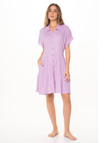 Vestido Corto, muy fresco, con 2 bolsillos en tela viscosa 8060 lavanda