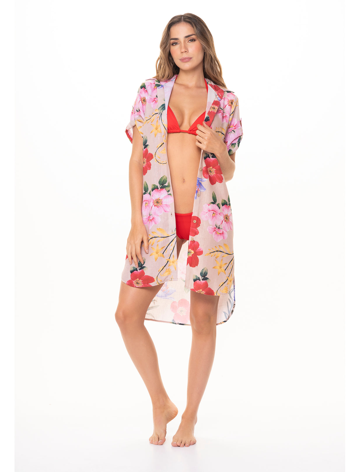 Blusón Con Charretera y perilla con botones en tela lino 8063 Veleiro