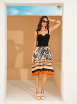 VESTIDO ÉTNICO CON TOP STRAPLESS CON COPAS EN TELA VISCOSA 8073 PALMERAS