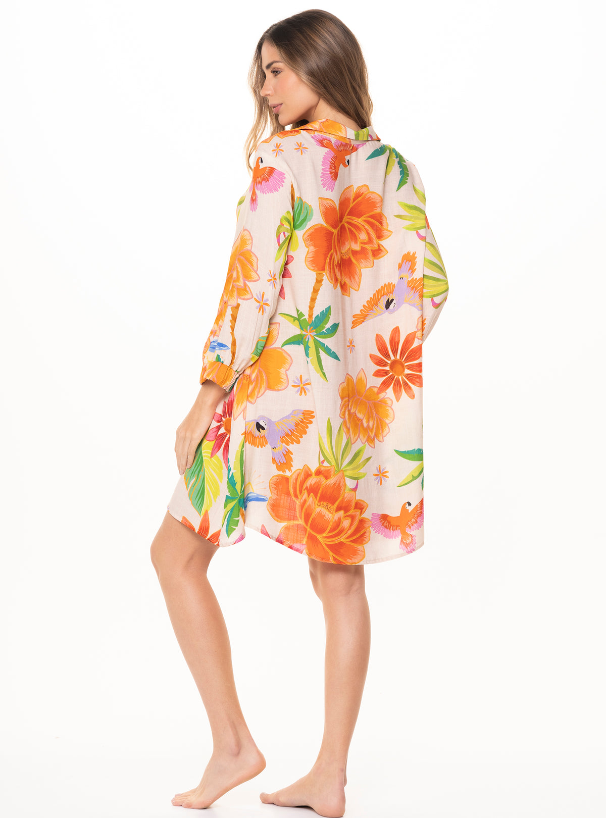 Bluson con perilla y botones con manga larga en tela viscosa 8074 Serena