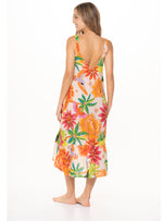 Vestido semi largo cuello en V en tela viscosa 8077 Serena